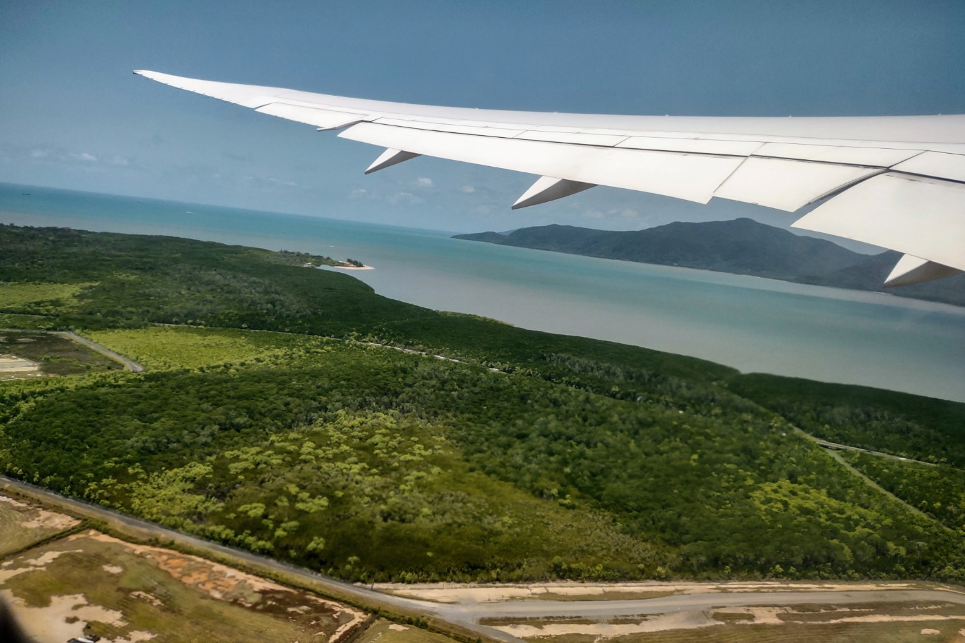 view from the plane leaving Cairns Airport