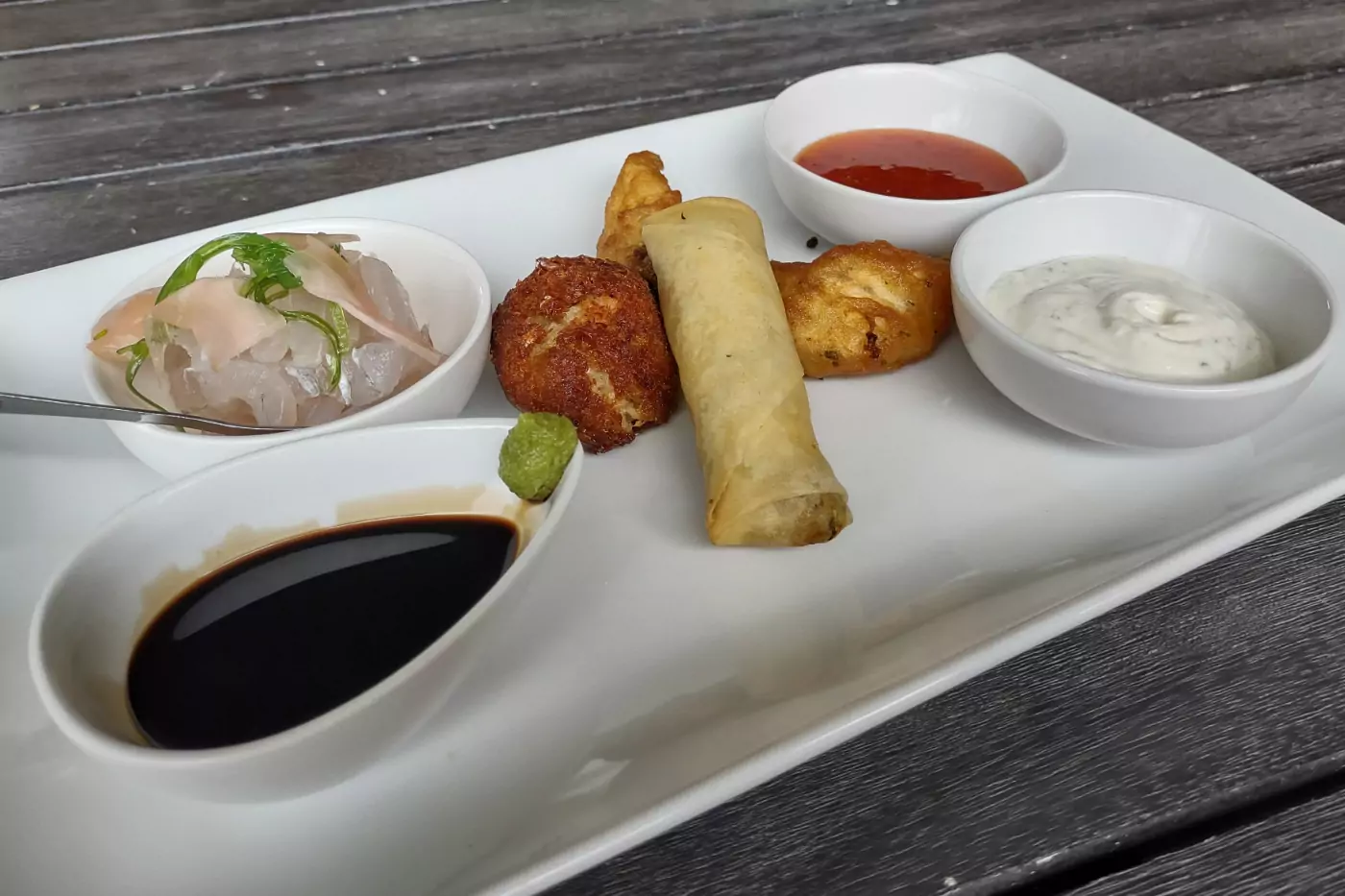 Barramundi tasting plate at Hook a Barra, good food.