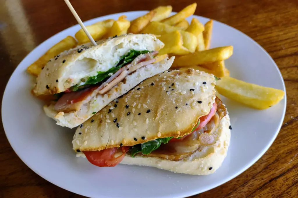 A sandwich and hot chips from the Herberton museum restaurant. It was pretty good!