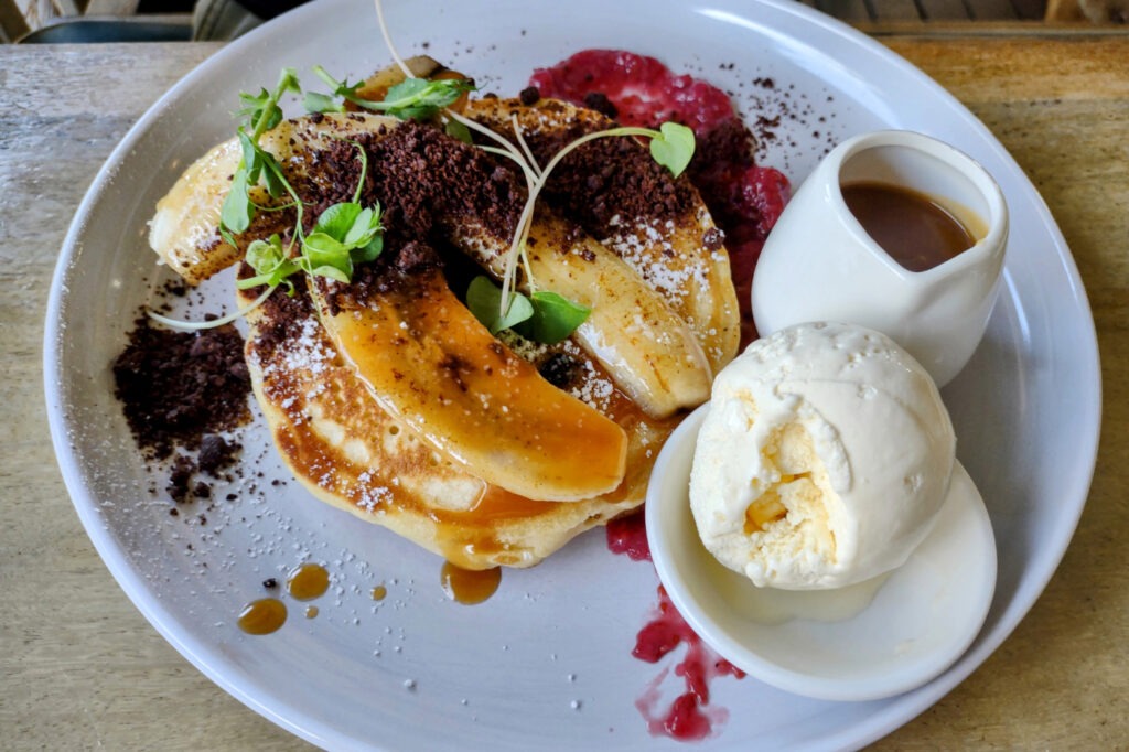 Banana pancakes at Choo Choos restaurant Port Douglas